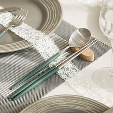 BSF Elffel Satin系列湯匙筷子組, 1組, 湯匙+筷子, 橄欖綠