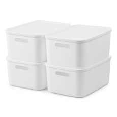 comet 家居簡約收納箱 食品儲藏室整理盒 M, 4個, 白色