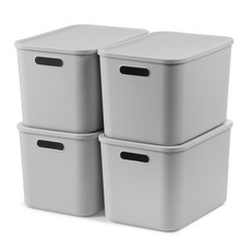comet 居家簡約收納箱 食品儲藏室整理箱 L, 4個, 灰色