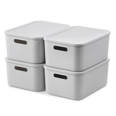 comet 家居簡約收納箱 食品儲藏室整理盒 M, 4個, 灰色