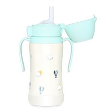 그로미미 스테인리스 빨대컵, 300ml, 1개, 크리미블루 + 스카이벌룬 300ml, 1개, 크리미블루 + 스카이벌룬