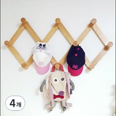 원목 자바라 옷걸이 특대, 다크베이지, 4개