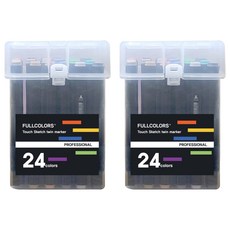 Fullcolors 全彩 油性雙頭麥克筆+手提硬式收納盒組, 24 種顏色, 2組