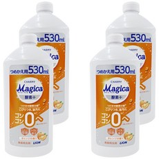 LION 獅王 CHARMY Magica 洗碗精 柑橘 530ml, 酵素配方 快速清潔, 4瓶