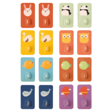 Hanbomnuri 卡通人物掛鉤 免鑽孔黏貼墊 口罩掛鉤 鑰匙掛鉤 8件組, 2套, 混合色