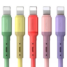 LIMSTAIL 馬卡龍色系 iPhone 8-pin 高速充電線 5條, 150cm, 1組, 混色