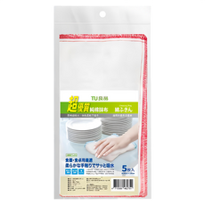 TU 良品 純棉抹布 5入, 30 x 30cm, 1包
