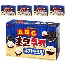 롯데웰푸드 ABC 초코쿠키 쿠키앤크림, 130g, 5개