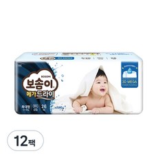 보솜이 메가드라이 팬티형 기저귀 남아용, 특대형(XL), 312매