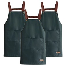 CofV 廚房咖啡廳生活防水舒適圍裙, 3個, 綠色