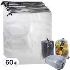 탐사 끈으로 조이는 두꺼운 비닐봉투 60 x 70 cm, 투명, 60개