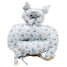 艾米購物 鯨魚月亮枕 輔助肩帶 嬰兒枕 護欄 哺乳枕, 月亮枕(60 x 60cm) + 嬰兒枕(23 x 23cm) + 護欄(34 x 12cm), 藍色, 1組