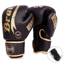 브레이브 파워 복싱 글러브 + 메쉬 가방, BLACK + GOLD, 1세트