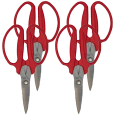 PANRICO 百利世 7吋多用途不銹鋼專業剪刀, 可剪1mm以下鋼線, 圓形物不滑動, 4支, 紅色