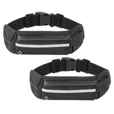 HINBA 跑步腰帶 超薄超輕量馬拉松腰包 2款, 1套, 黑色 + 黑色