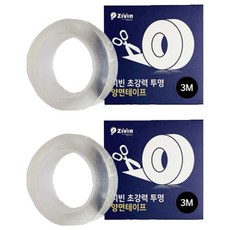 Zemi World Jibin超強力透明雙面膠帶 3m, 單色, 2個