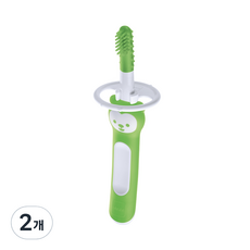 맘베이비 아기 이앓이 마사지 실리콘 칫솔, 그린, 2개
