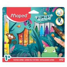 Maped 不縮頭 Jumbo 彩色筆 叢林款 12色, 1組