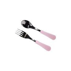 Avanchy 雙層不鏽鋼 湯匙+叉子組, 粉, 1組
