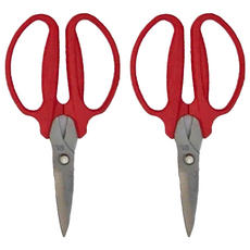 PANRICO 百利世 7吋多用途不銹鋼專業剪刀, 可剪1mm以下鋼線, 圓形物不滑動, 2支, 紅色