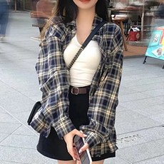 Elsso 女款寬鬆復古格紋襯衫