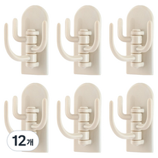 덴빌리어 강력한 다기능3구 180도회전 접착 후크 3.5 x 7.8 cm, 브라운, 12개