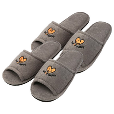Sweet Home Slippers Super Happy 字樣 室內拖鞋組, 灰色, 2雙