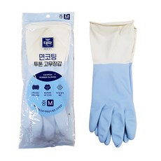 태화 면코팅 투톤 고무장갑 양손착용, 블루, 중(M), 1세트
