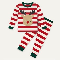 unifriend 童款條紋馴鹿印花9分袖居家服套裝