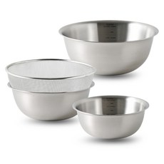 Moda Kitchen 3 種不鏽鋼攪拌碗(有測量刻度)+ 托盤套裝, 1組, 主鍋19cm + 22cm + 24cm + 托盤22cm