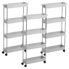 京太陽 4層帶輪縫隙收納架, 白色, 3個