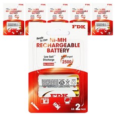 에프디케이 니켈수소 충전지 AA 2500mAh, 2개입, 6개