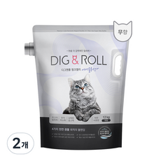 디그앤롤 대용량 핑크젤리 에어솔루션 고양이 모래, 12kg, 2개, 무향