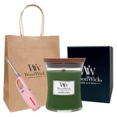 우드윅 미디엄 캔들 275g + 쇼핑백 + 라이터 랜덤 발송 세트, 버가못 앤 바질, 1세트