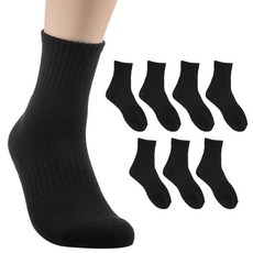 BASE ALPHA ESSENTIALS 男款素色氣墊中筒襪 8雙, 黑色