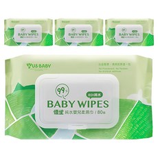 US baby 優生 純水嬰兒柔濕巾 清爽型, 80張, 4包