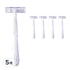 블루마켓 2중날 화이트 일회용 면도기, 5개입, 5개