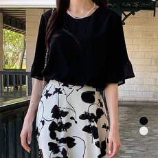 afinar 女款褶飾袖翼短袖襯衫