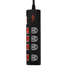 PowerSync 群加 5開4插防雷擊抗搖擺延長線 加大間距 3孔 TS4B0018, 1.8m, 黑色, 1個