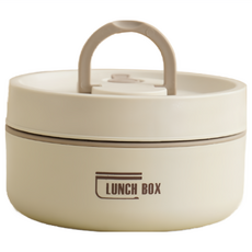 304不鏽鋼微波保溫便當 420ml/550ml 深咖/深藍 可微波爐加熱, 米白, 1個