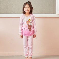 [쿠팡수입] 라인프렌즈 남아용 여아용 유아용 캐릭터 9부 실내복 내의 상하 세트