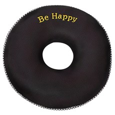 ISOLHOME 機能性空氣網眼甜甜圈坐墊, 黑色(Be Happy款), 1個