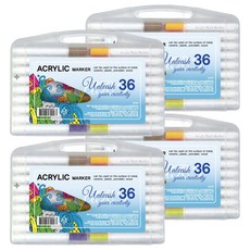 다다 삼각 수성 아크릴 다용도 마카펜, 36색, 4개