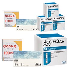 아큐첵 가이드 혈당측정 시험지 100p + 호환침 100p + 알콜솜 100p, 2세트