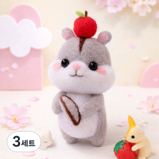 아트조이 DIY 양모펠트 키트, 3세트, 사과 햄스터