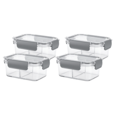 IMEGA 億米佳 冰箱保鮮盒 灰色分隔款 16 x 11.8 x 7cm 450ml, 4個, 1組