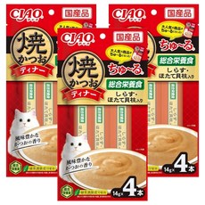 INABA 鰹魚燒肉泥 SC-513, 吻仔魚 + 干貝, 56g, 3袋