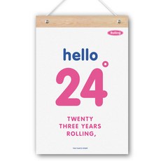 funyz 2024年滾動復古壁掛式日曆+木頭棒組, 混色, 1組