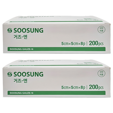 수성 거즈 엔 8겹 5 x 5 cm, 200매, 2개