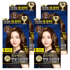 리엔 흑모비책 새치염색 크림, 짙은갈색, 4개